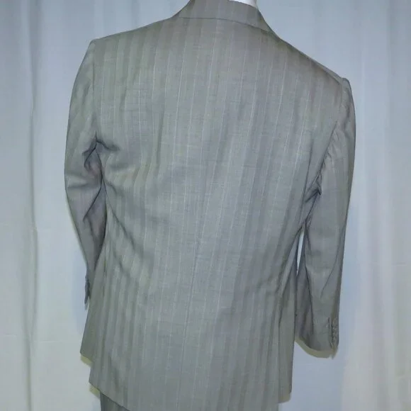 Alan Flusser Gray Stripe Bespoke Peak Lapel Two Button Suit 42R